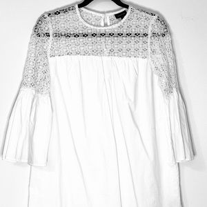 Lovely Ladies Who What Wear White Eyelet Bell Sleeve Dress